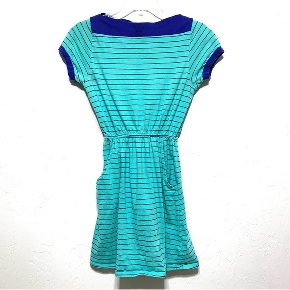 Forever 21 Blue & Purple Short Sleeve Stripe Summer Dress Sundress Size Small - Picture 1 of 7